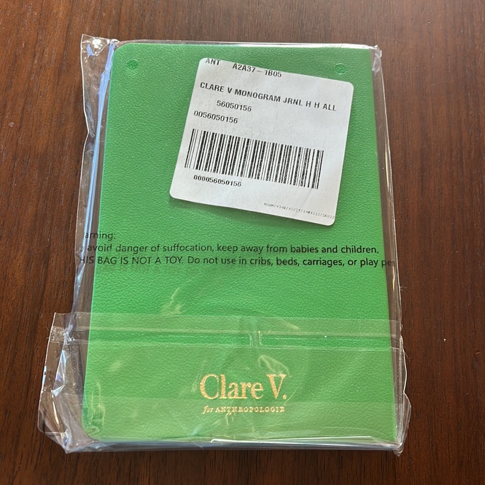 Clare V. For Anthropologie Green Stripe Monogram H Notebook NEW - Picture 6 of 11